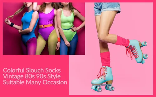 Vista 5 de Benefeet Sox Calcetines holgados para mujer y niña, calcetines largos de punto apilados, divertidos calcetines de los años 80 y 90, calcetines