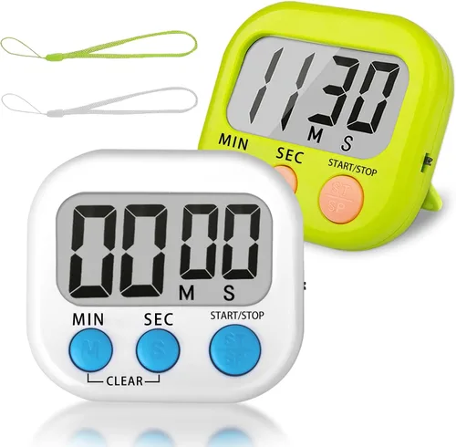 Vista 29 de ZILLEEN Temporizador de aula para niños y profesores, paquete de 2 temporizadores digitales, blanco y negro