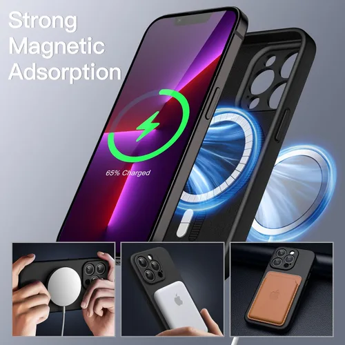 Vista 3 de JETech Funda magnética de silicona para iPhone 13 Pro de 6.1 pulgadas, compatible con MagSafe, cubierta de teléfono con protección completa