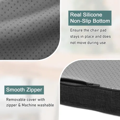 Vista 4 de baibu Cojín rectangular de espuma viscoelástica, diseño de doble capa, antideslizante, con funda lavable a máquina, solo 1 almohadilla