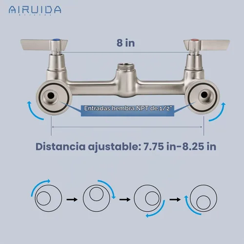 Vista 4 de Airuida - Grifo de fregadero de cocina de níquel cepillado de 8 pulgadas