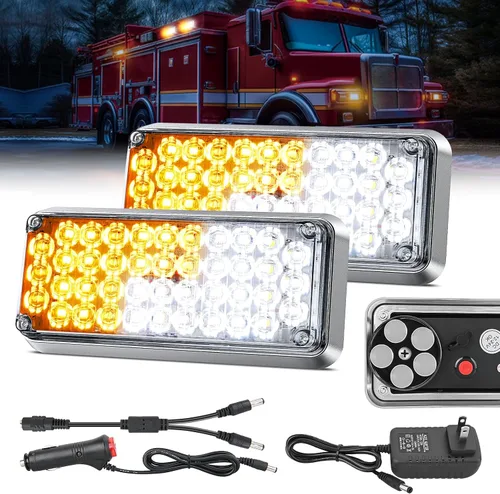 Vista 15 de Nilight Luces estroboscópicas magnéticas inalámbricas, 2 unidades, 12 luces LED ámbar de advertencia de emergencia, 18 patrones de destello