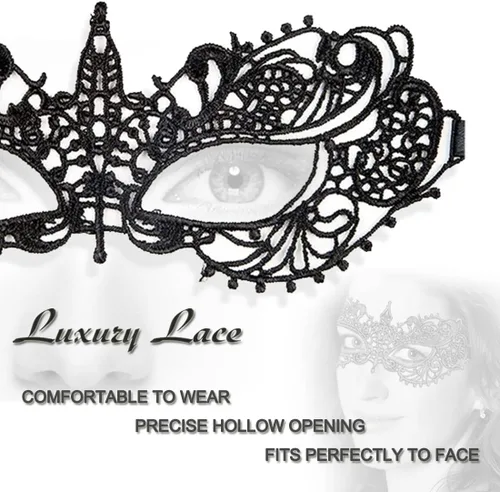 Vista 3 de Máscara de mascarada para mujer, máscara de encaje para Halloween, carnaval, Mardi Gras, disfraz de fiesta