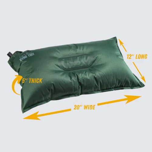 Vista 2 de Ryno Tuff Almohada autoinflable para acampar al aire libre para soporte lumbar del cuello, almohada inflable ligera aislada de viaje para camping