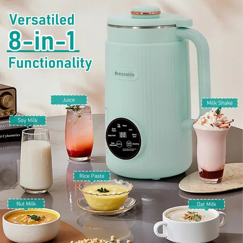 Vista 2 de Fabricante de Leche de Nueces, Máquina Automática de Leche de Soja de Acero Inoxidable de Gran Capacidad de 40oz para Leche Casera, de Avena, Leche