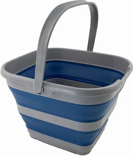 Vista 10 de SAMMART Cesta rectangular plegable de 10 litros (2.6 galones) (gris/negro (juego de 2))