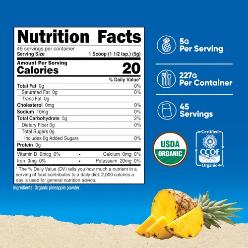 Vista 2 de Nutricost Polvo de piña orgánico (8 onzas) – Orgánico certificado por USDA, jugo de piña en polvo, sin gluten