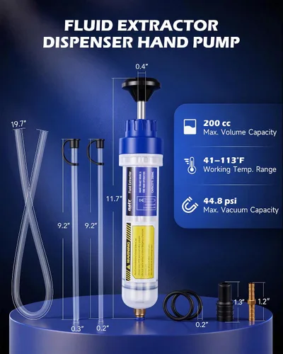 Vista 2 de Orion Motor Tech Bomba Extractadora de Aceite, Extractor Manual de Líquido de 200mL para Transferencias de Aceite de Transmisión de Dirección