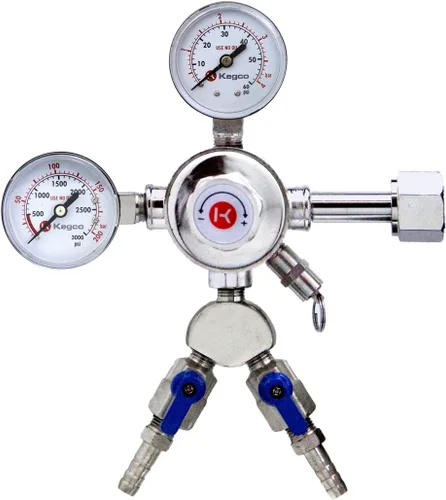 Vista 2 de Kegco Kit de conversión Kegerator de montaje en puerta estándar de 2 grifos con tanque de CO2 de 5 lb