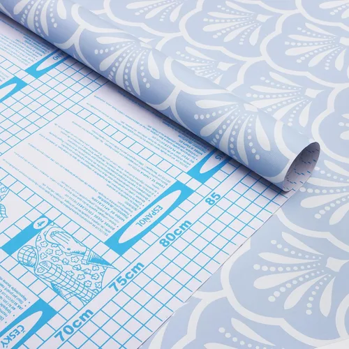 Vista 5 de Guvana Papel tapiz geométrico de 17.32 x 118 pulgadas, papel tapiz azul para despegar y pegar, papel de contacto de enrejado azul y blanco, papel