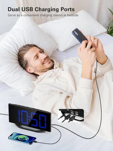 Vista 6 de Roxicosly Reloj despertador súper fuerte con agitador de cama, reloj despertador vibratorio para personas que duermen con problemas auditivos
