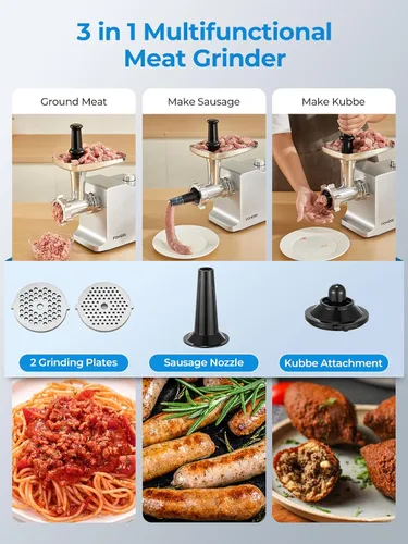 Vista 5 de Picadora de carne eléctrica, potencia máxima de 3600 W, 1 HP, cabezal #12
