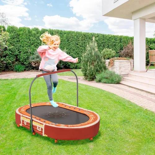 Vista 9 de Indoor Trampoline, 55" Foldable Trampoline with Handle, Oval Trampoline for Kids, Play Rebounder, Kids Trampoline Indoor, Gift for Girls Age 3+
