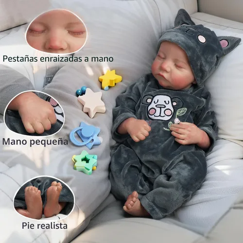 Vista 3 de Muñecas Reborn Baby de 18 pulgadas realista con cuerpo de vinilo completo, muñecas de bebé realistas de la vida real para niños a partir de 3 años