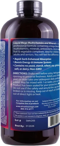 Vista 5 de Líquido Mega de suplementos multivitamínicos & Minerales 16oz. [Salud y belleza]