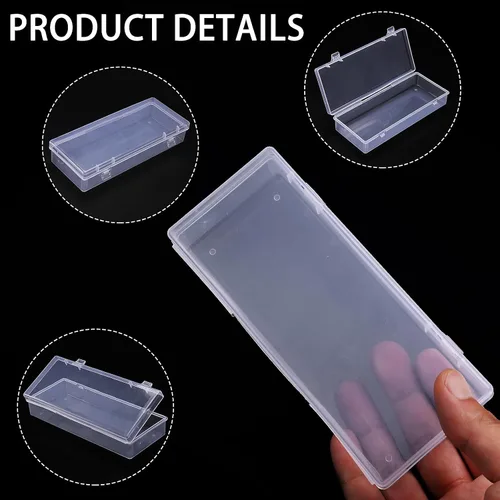 Vista 3 de WLLHYF Paquete de 3 recipientes de almacenamiento pequeños de plástico con tapas con bisagras, caja rectangular de plástico transparente