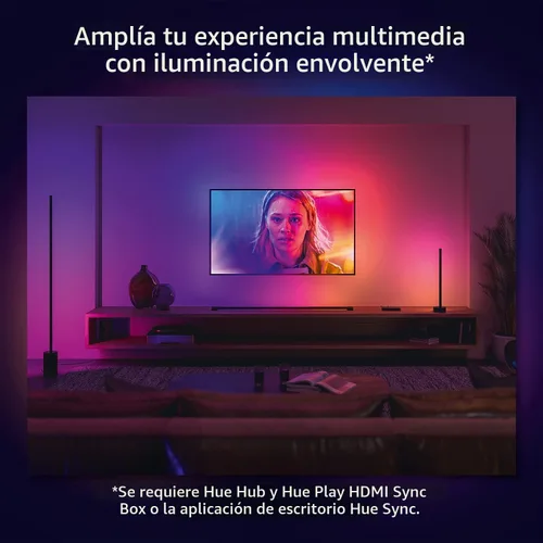 Vista 8 de Philips Hue - Tubo de luz LED inteligente grande, negro - Luz LED de cambio de color blanco y ambiente - 1 paquete - Sincronización con TV, música