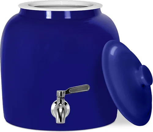 Vista 7 de Geo Sports - Dispensador de agua de cerámica de porcelana, grifo de acero inoxidable, válvula y tapa incluidas. Se adapta a jarras de 3 a 5 galones