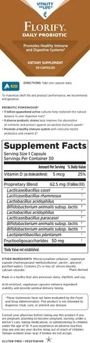 Vista 2 de Melaleuca Florify Daily Probiotic 30 Cápsulas Cada cápsula contiene nueve cepas probióticas diversas y 11 mil millones de cultivos activos.