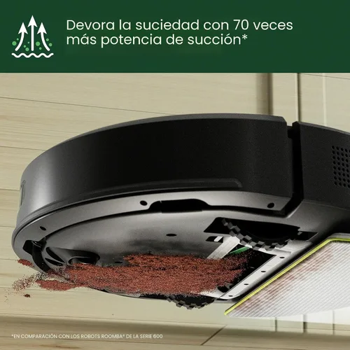 Vista 6 de iRobot Roomba 105 Combo Robot Aspiradora y Trapeadora con Base de Vaciado Automático – Se vacía automáticamente durante 75 días, succión intensa