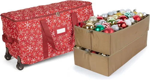 Vista 90 de Covermates Keepsakes Bolsa de almacenamiento ajustable para adornos, con asas de transporte, protección acolchada, ruedas dobles, almacenamiento