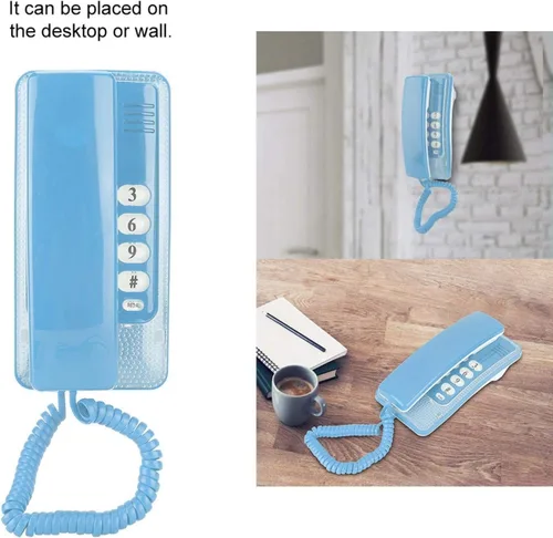 Vista 3 de Mini teléfono de pared, teléfono fijo retro para montar en la pared con función de flash y función de silencio de llamada, interfaz RJ45 alimentada