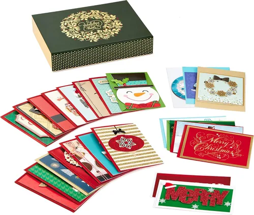 Vista 5 de Hallmark Surtido de tarjetas de Navidad hechas a mano en caja y surtido de tarjetas de Navidad hechas a mano