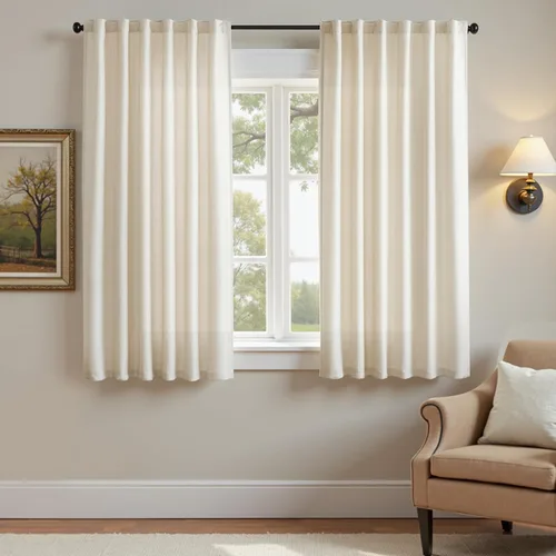 Vista 20 de JINCHAN Cortinas de lino beige para sala de estar y dormitorio, cortinas texturizadas de 63 pulgadas de largo, cortinas de estilo rústico de tejido