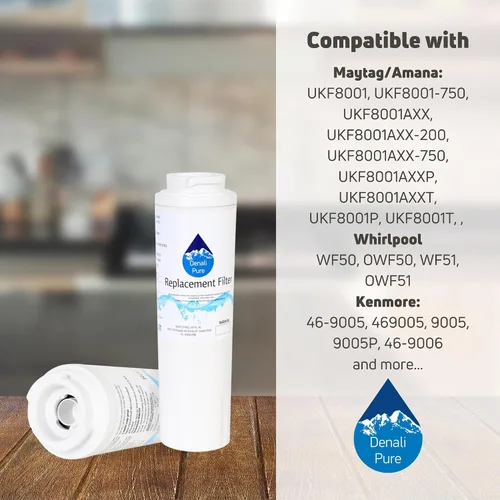 Vista 9 de 2-Pack Replacement for KitchenAid KBFS25EWWH7 Refrigerator Water Filter - Compatible with KitchenAid 4396395 Fridge Water Filter Cartridge