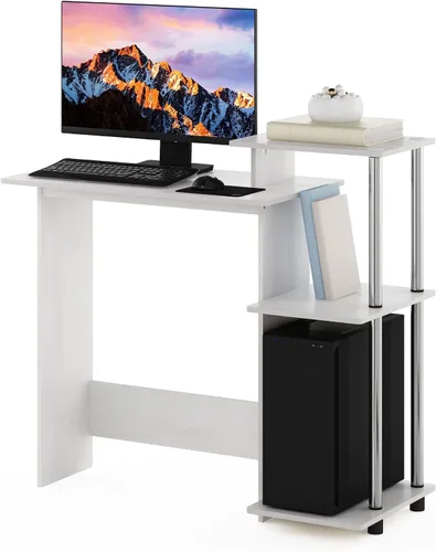 Vista 15 de Furinno EFFICIENT - Escritorio para juegos de 28.6 pulgadas de ancho con 3 estantes laterales abiertos, escritorio para computadora portátil