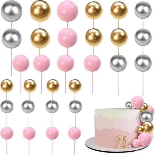 Vista 26 de Rsstarxi 30 piezas de mini globos y bolas de espuma para tartas – Insertos de pastel de bricolaje para bodas, aniversarios y decoraciones de fiesta