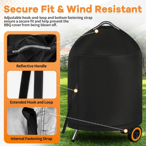 Vista 4 de i COVER Funda para parrilla Weber de 22 pulgadas, cubierta impermeable para parrillas Weber Char-Broil de 22 pulgadas, cubierta de barbacoa