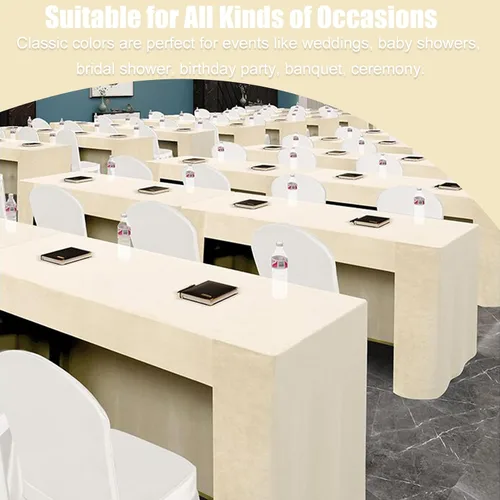 Vista 8 de Paquete de 2 manteles rectangulares ajustables con espalda abierta de 72 x 30 pulgadas, manteles beige para mesas de 6 pies, mantel ajustable