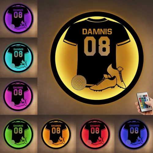 Vista 20 de Letrero de metal de jersey deportivo personalizado con luz LED, nombre y número personalizado, letrero de neón con nombre personalizado, decoración