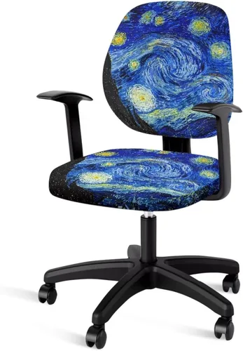Vista 30 de Talayituse - Funda para silla de oficina o computadora con estampado de estrellas de playa, funda de asiento dividida elástica, extraíble y lavable