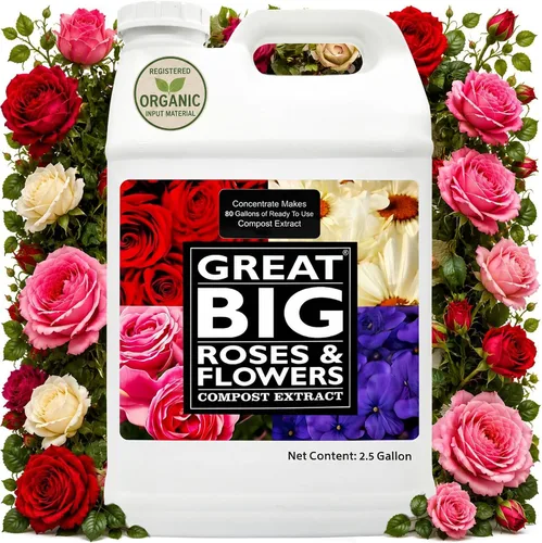 Vista 9 de Great Big Roses and Flowers - Potenciador de fertilizante líquido de rosas y flores, 70 minerales, extracto de compost, activador de suelo de jardín