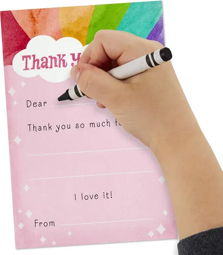 Vista 5 de Hallmark Tarjetas de agradecimiento en blanco para niños, arcoíris (20 tarjetas con sobres)