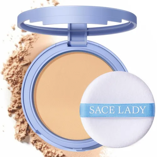 Vista 9 de SACE LADY Polvo facial impermeable, fija maquillaje, controla el brillo, suaviza líneas finas para un acabado ligero impecable, polvo fijador mate