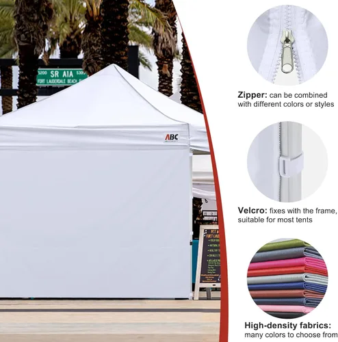 Vista 6 de ABCCANOPY - Toldo desplegable para el sol 10'x 10', pared lateral de 10' (1 panel), más de 15 colores, con cintas para sujetar de la estructura