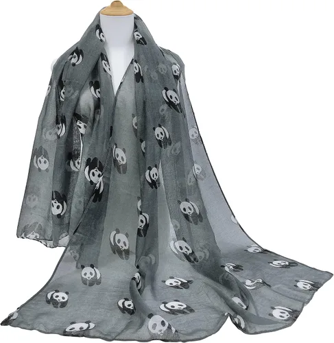 Vista 5 de GERINLY Lindo Panda Bear Bufandas para mujer algodón cabeza Wrap bufandas Panda regalos Accesorios
