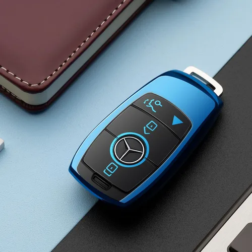 Vista 5 de Compatible con funda para llavero Mercedes Benz, accesorios azules