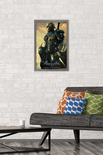 Vista 2 de Trends International DC Comics VIdeo Game - Póster de pared de Arkham Origins, 14.725 x 22.375 pulgadas, versión enmarcada de madera de granero