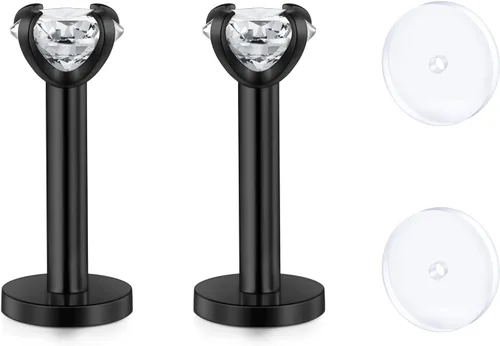 Vista 25 de D.Bella Retenedores de piercing transparentes de 16G para cartílago flexible para hélix, daith, rook, tragus, retenedor de aretes Bioflex, nariz