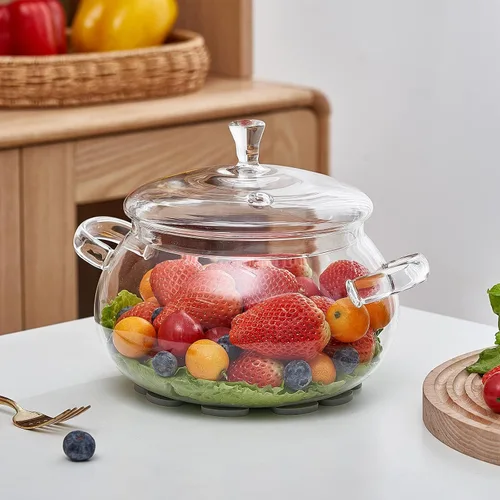 Vista 7 de Olla de vidrio de borosilicato, cacerola de 2.5 cuartos con tapa, apta para microondas, estufa y lavavajillas