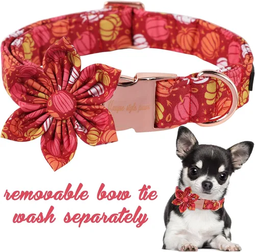 Vista 31 de Unique Style Paws Collar de perro de Halloween con lazo de algodón lindo pajarita para perros pequeños, medianos y grandes, vacaciones