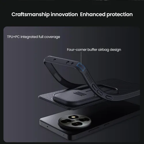 Vista 3 de Funda para OnePlus 13R, One Plus 13R con protector de cámara deslizante para PC duro y TPU, funda protectora delgada y resistente para OnePlus 13R
