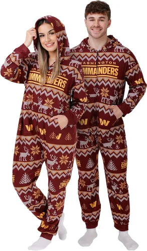 Vista 6 de FOCO Unisex NFL Team Logo Pajamas One Piece Onesie Patrón feo navideño