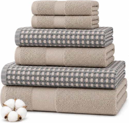 Vista 9 de Modern Threads Juego de toallas de baño de algodón de 6 piezas, toallas ultrasuaves de 550 GSM, juego de baño con toallas de mano y paños de baño