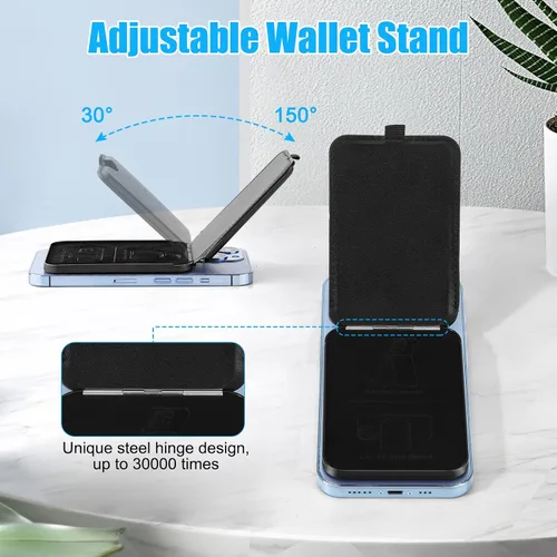 Vista 4 de Soporte magnético 2 en 1 para cartera MagSafe, cartera magnética mejorada para Samsung HTC Sony, iPhone 16/15/14/13/12, compatible con MagSafe, 3