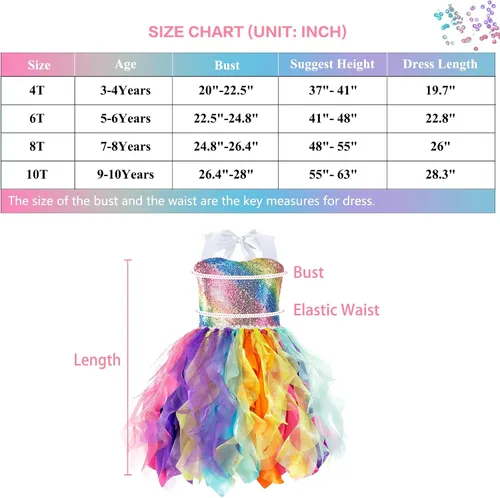 Vista 3 de Vestido tutú de lentejuelas para niñas, vestidos de cumpleaños, vestido de fiesta de lentejuelas brillantes, vestido de princesa de tul
